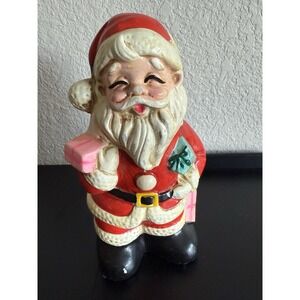 Vintage Santa Claus Chalkware Bank Two-Faced-Double Sided Japan Rare